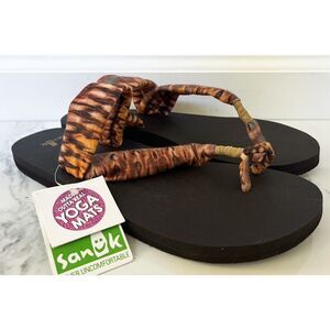 NWT! Sanuk Yoga Sling It On Prints Dusty Yellow Sandals Flip Flops Shoes Sz 7‎